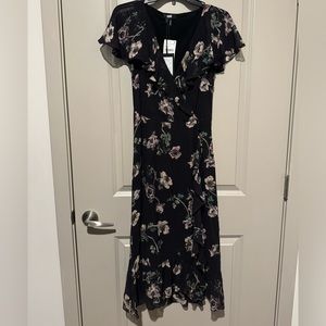 Paige Palisades Floral Print Silk Midi Dress